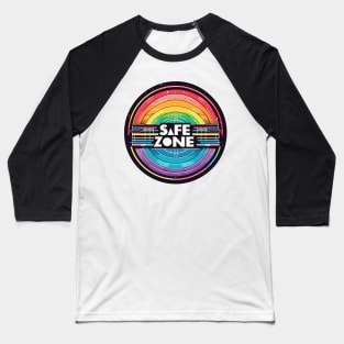 LGBT Safe zone Sign Rainbow Retro Baseball T-Shirt